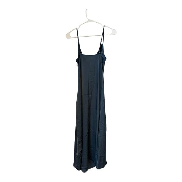 NWT SOLID COWL NECK SLIT MIDI DRESS side row of buttons, Cider in blue size S - Picture 15 of 15